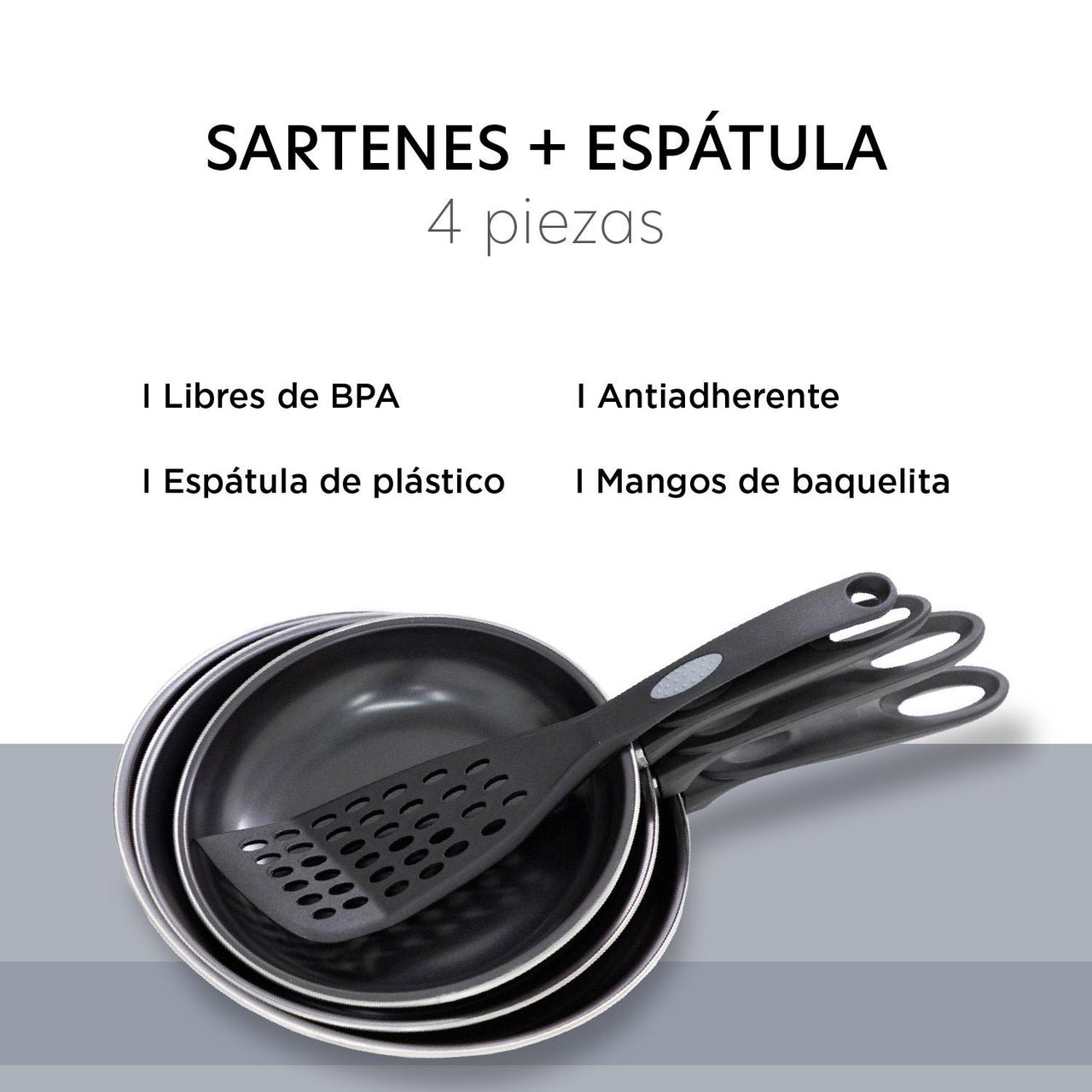 Juego De Sartenes Aluminio 4 Piezas 18/20/23cm Antiadherentes